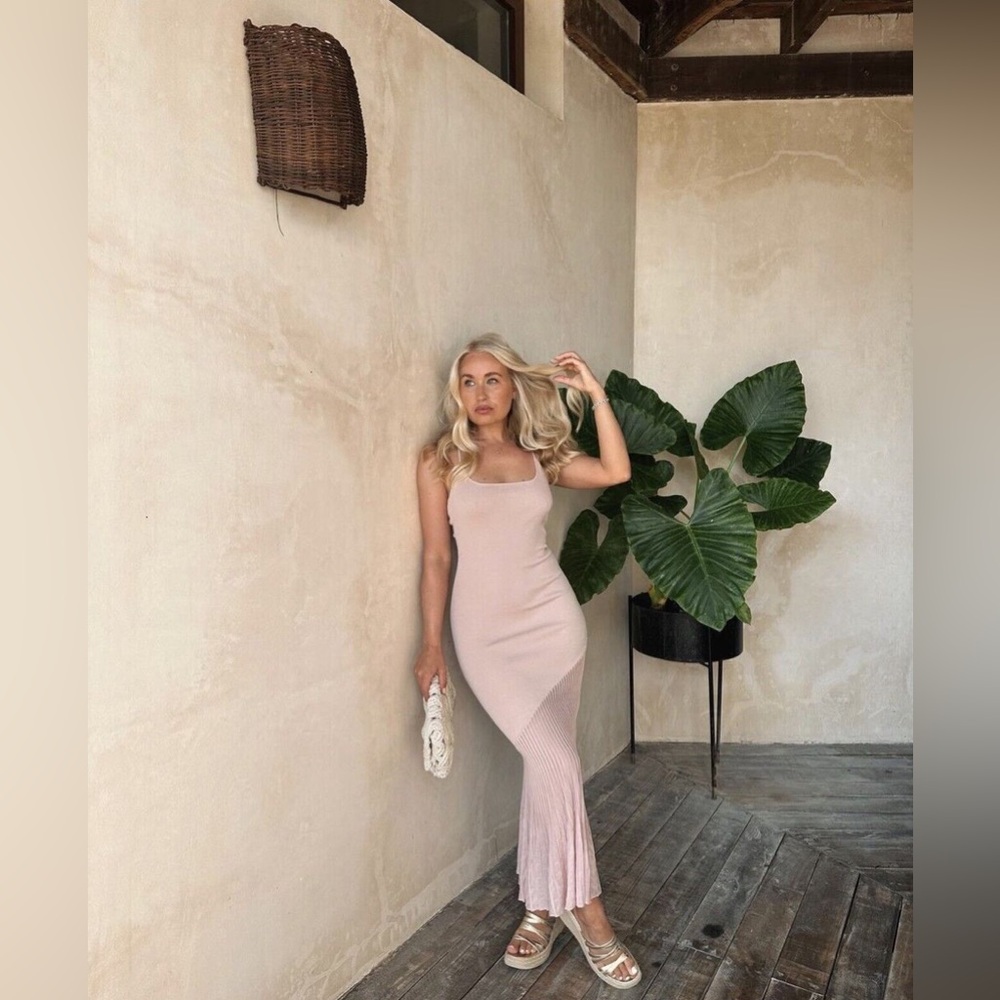 Zara Combination Knit Dress in Pink